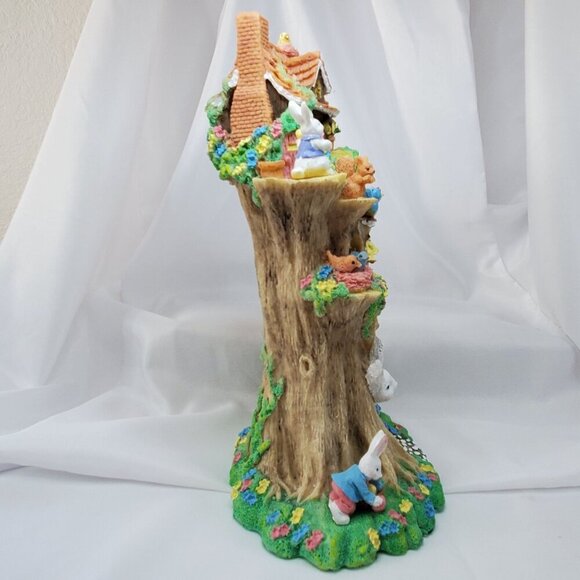 Vintage Rabbit Treehouse Figurine With Woodland Animals 11" Tall Resin Easter - Picture 6 of 12